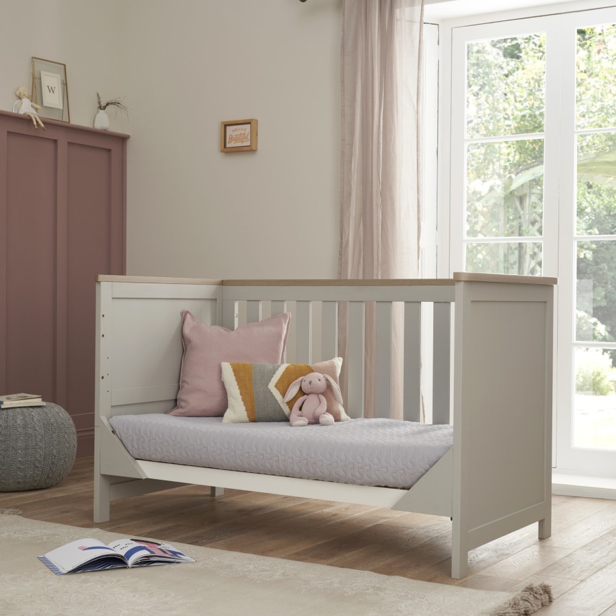 Tutti Bambini Verona Cot Bed in Dove Grey and Oak