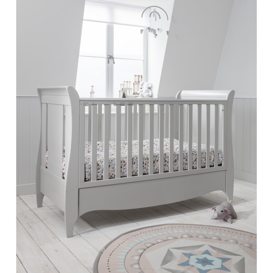 Grey Sleigh Cot Bed with Drawer - Tutti Bambini Roma 