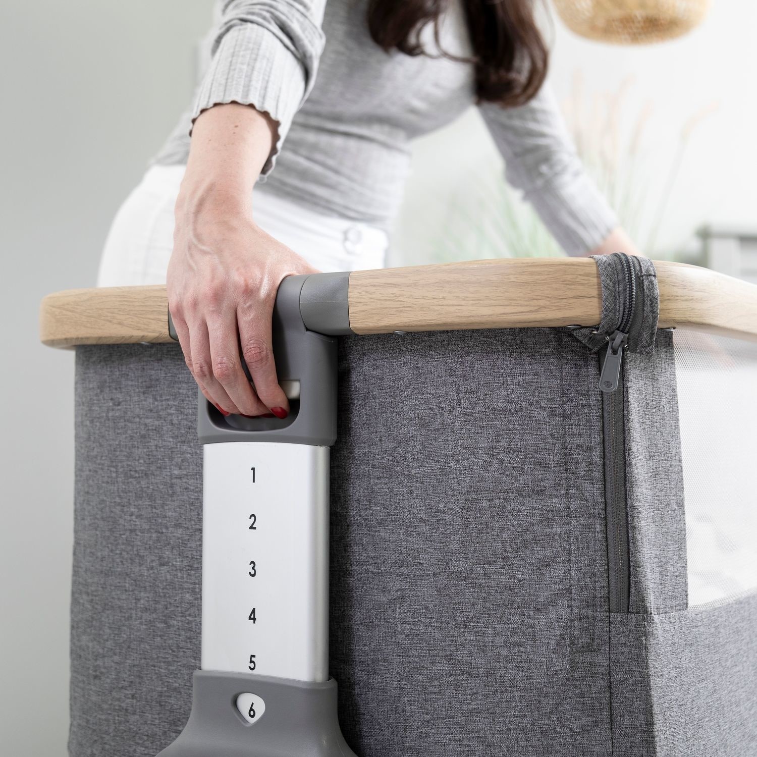 Tutti Bambini CoZee Air Bedside Crib Oak and Charcoal Furniture123