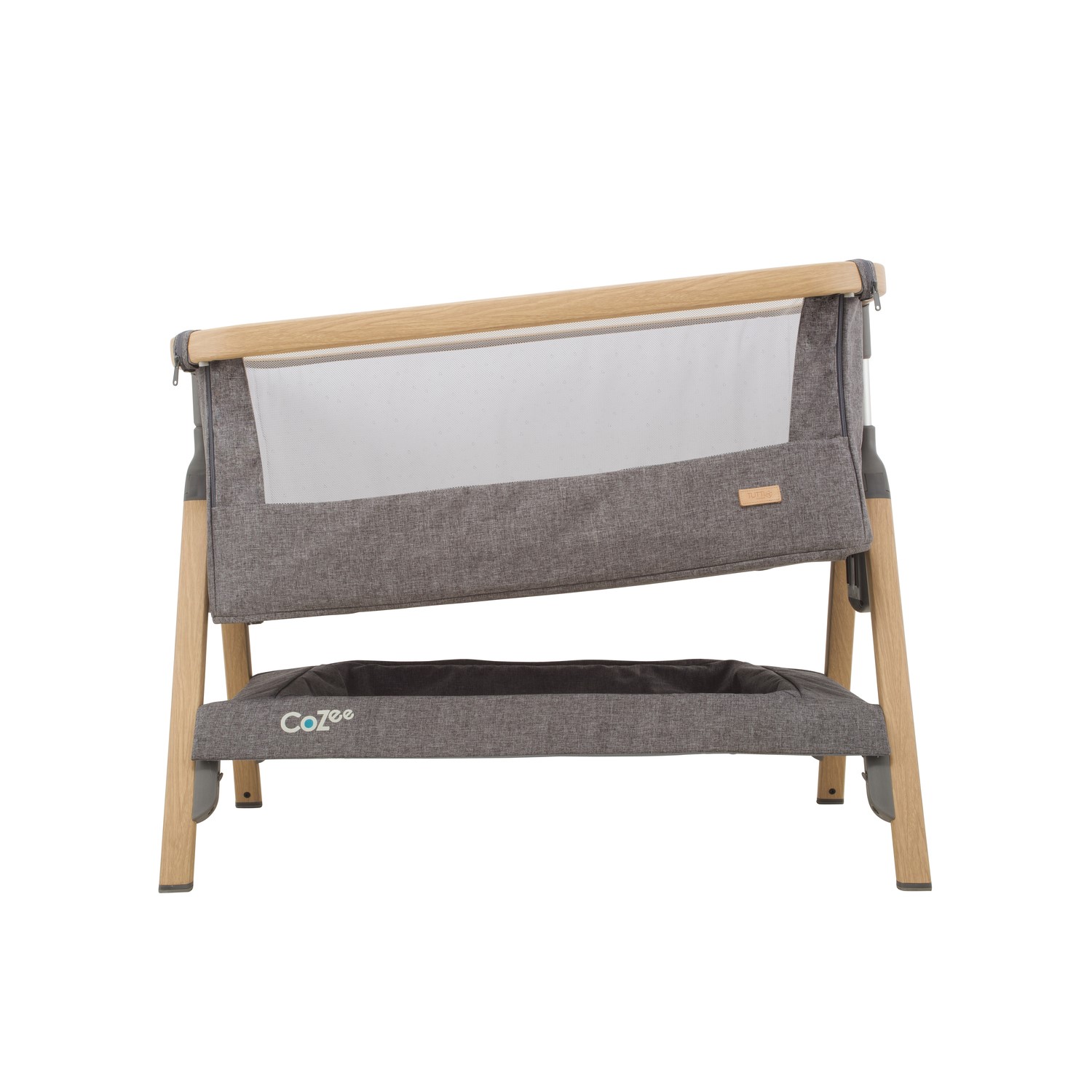 Tutti Bambini CoZee Air Bedside Crib Oak and Charcoal Furniture123