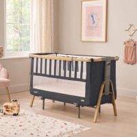 Bedside Crib and Cot in Dark Grey and Oak - Cozee XL - Tutti Bambini