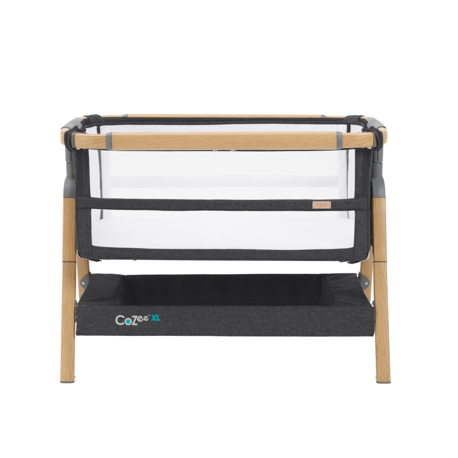Bedside Crib and Cot in Dark Grey and Oak - Cozee XL - Tutti Bambini