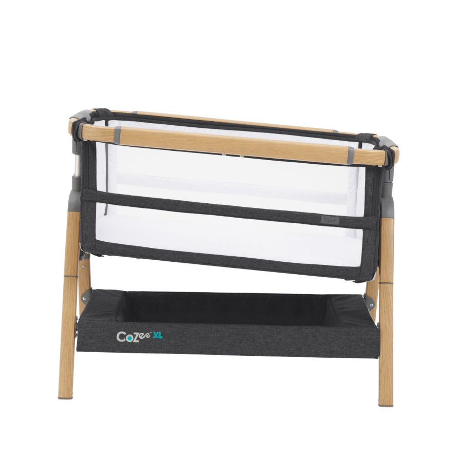 Bedside Crib and Cot in Dark Grey and Oak - Cozee XL - Tutti Bambini