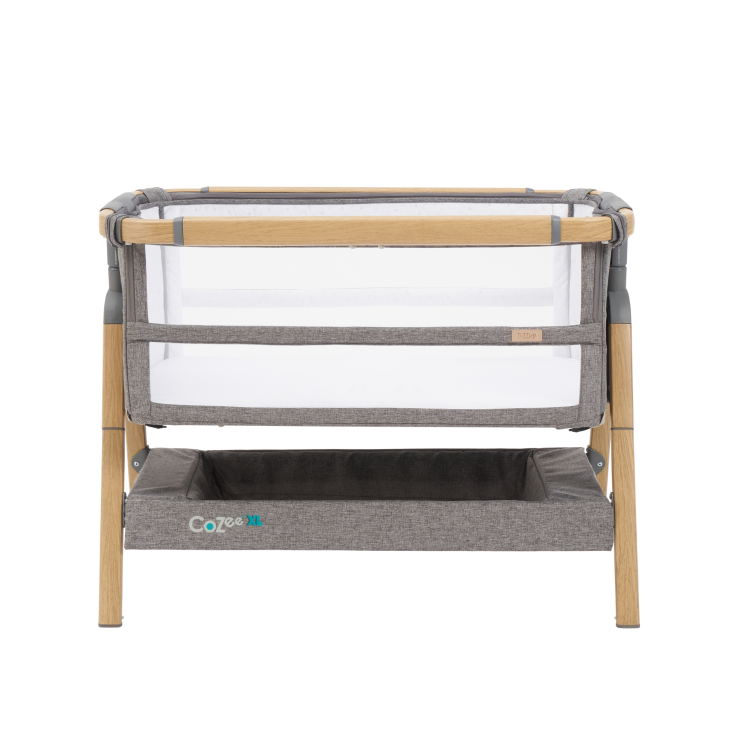 Bedside Crib and Cot in Light Grey and Oak - Cozee XL - Tutti Bambini