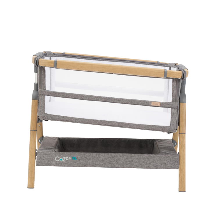 Bedside Crib and Cot in Light Grey and Oak - Cozee XL - Tutti Bambini