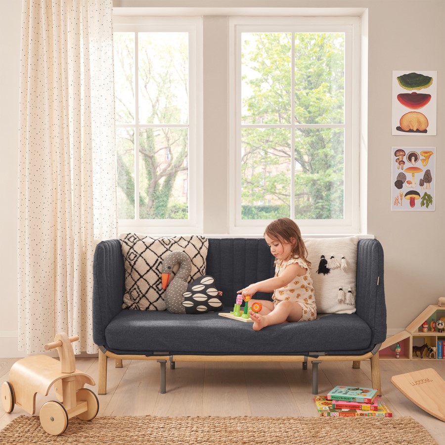 Junior Bed and Sofa with Extention Kit in Grey and Oak - Cozee XL - Tutti Bambini