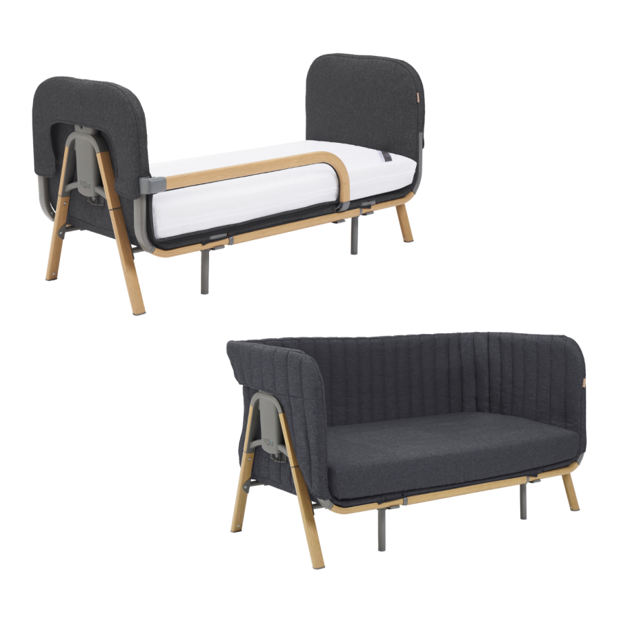 Junior Bed and Sofa with Extention Kit in Grey and Oak - Cozee XL - Tutti Bambini