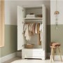 Nursery Wardrobe with Drawer and Shelf in White and Grey - Rio - Tutti Bambini