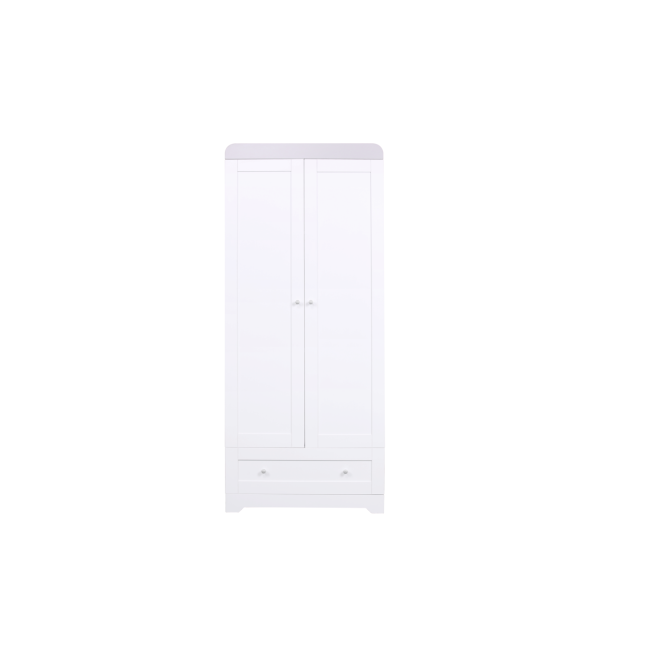 Nursery Wardrobe with Drawer and Shelf in White and Grey - Rio - Tutti Bambini