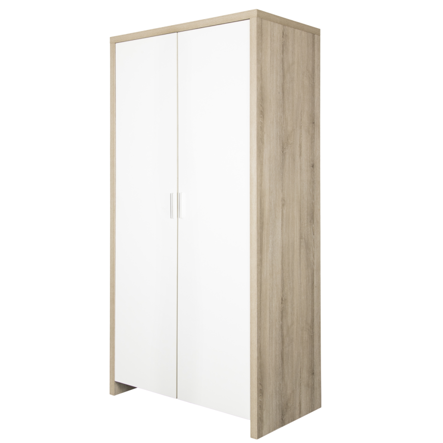 Nursery Wardrobe with Shelves in White and Oak - Modena - Tutti Bambini