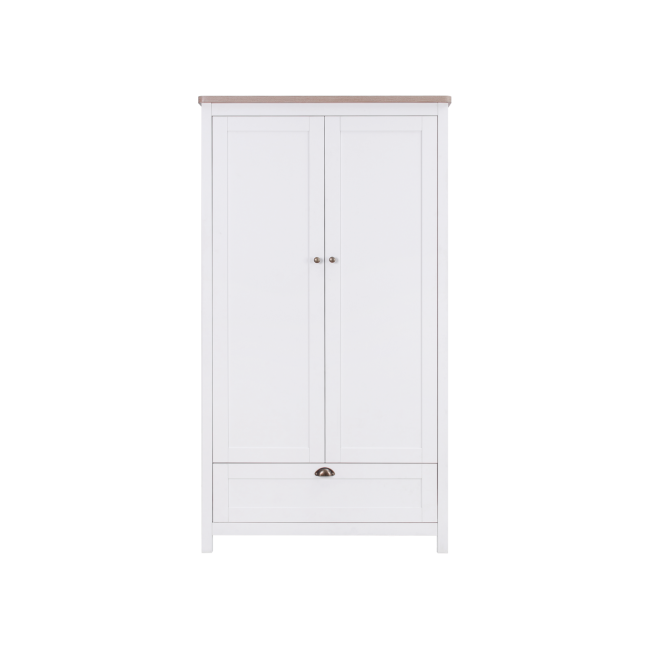 Nursery Wardrobe with Drawer and Shelves in White and Oak - Verona - Tutti Bambini