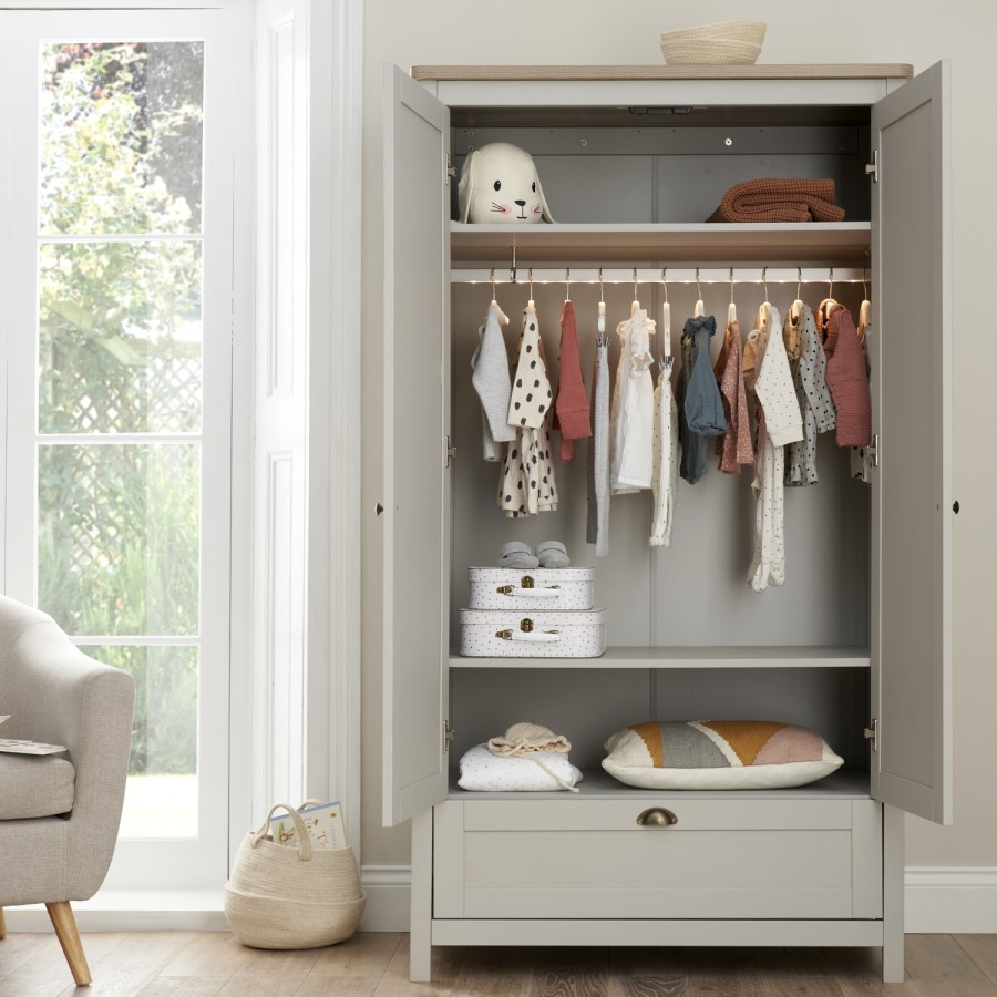 Tutti Bambini Verona Wardrobe in Dove Grey and Oak
