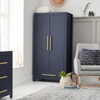 Nursery Wardrobe with Drawer and Shelves in Navy Blue - Tivoli - Tutti Bambini