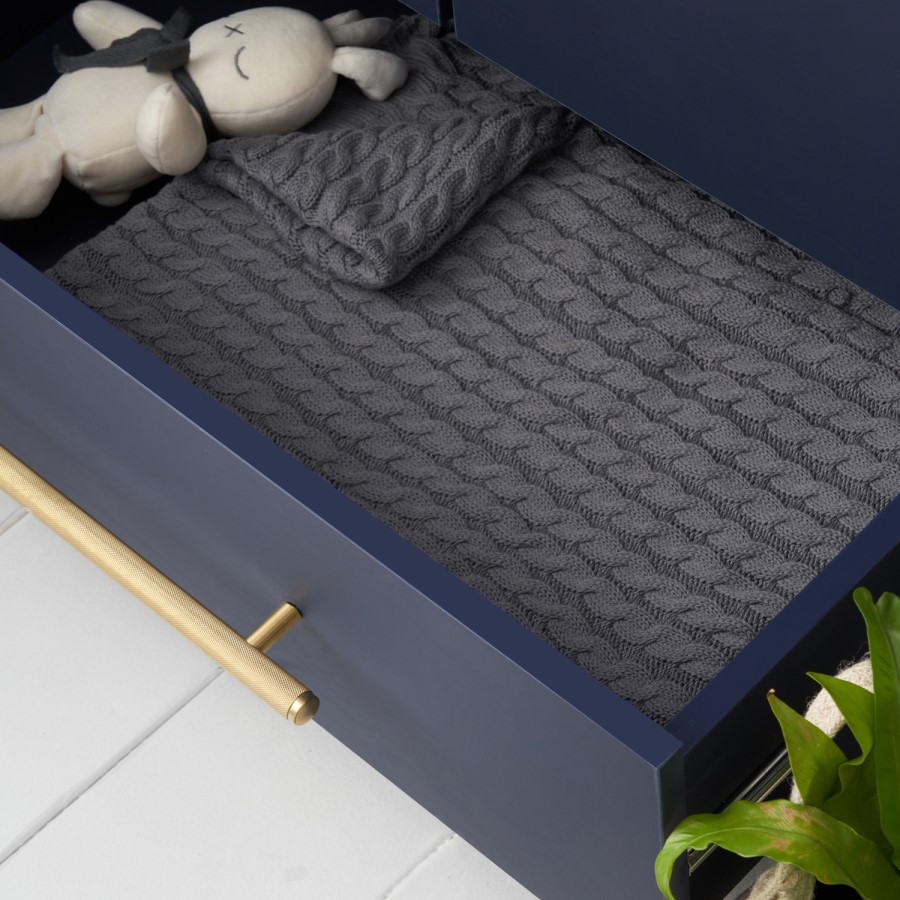 Nursery Wardrobe with Drawer and Shelves in Navy Blue - Tivoli - Tutti Bambini