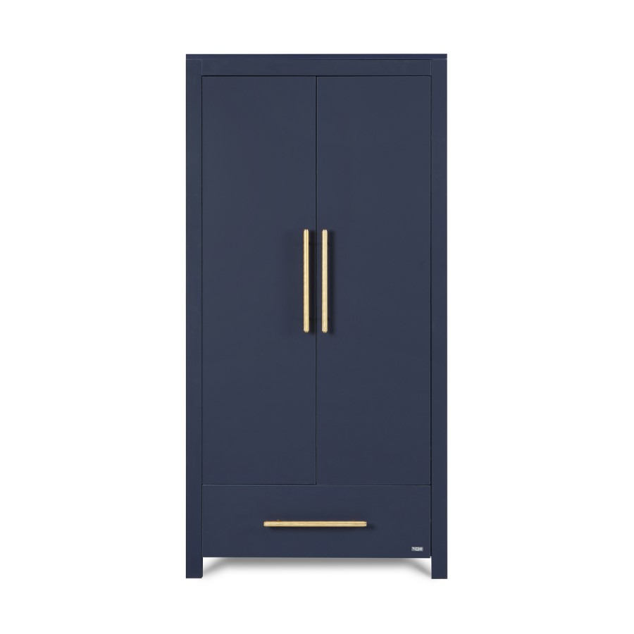 Nursery Wardrobe with Drawer and Shelves in Navy Blue - Tivoli - Tutti Bambini