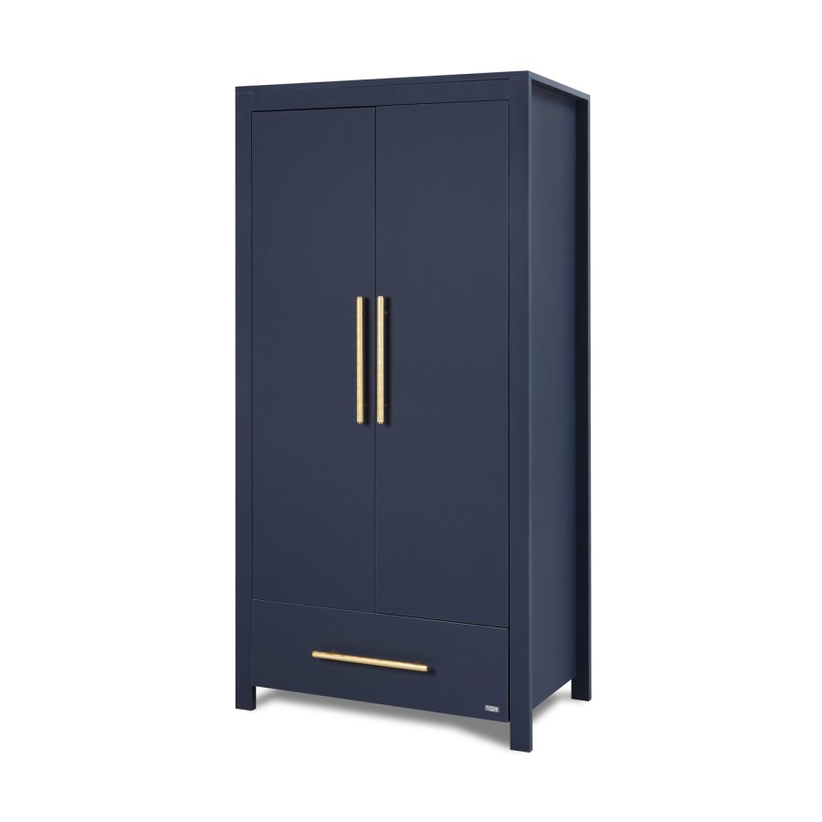 Nursery Wardrobe with Drawer and Shelves in Navy Blue - Tivoli - Tutti Bambini