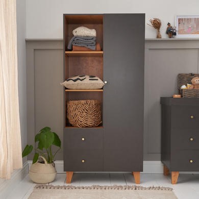 Photo of Nursery wardrobe with drawers and shelves in grey - como - tutti bambini