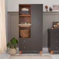 Nursery Wardrobe with Drawers and Shelves in Grey - Como - Tutti Bambini Nursery Wardrobe with Drawers and Shelves in Grey - Como - Tutti Bambini