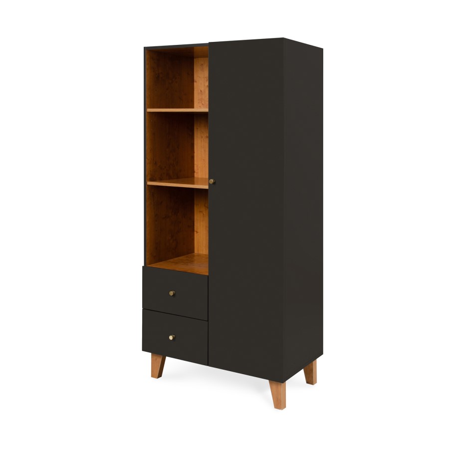Nursery Wardrobe with Drawers and Shelves in Grey - Como - Tutti Bambini
