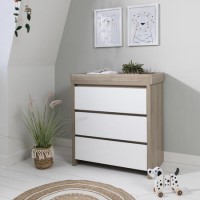 Tutti Bambini Modena White and Oak Changing Unit with 3 Drawers 