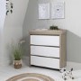 Tutti Bambini Modena White and Oak Changing Unit with 3 Drawers 