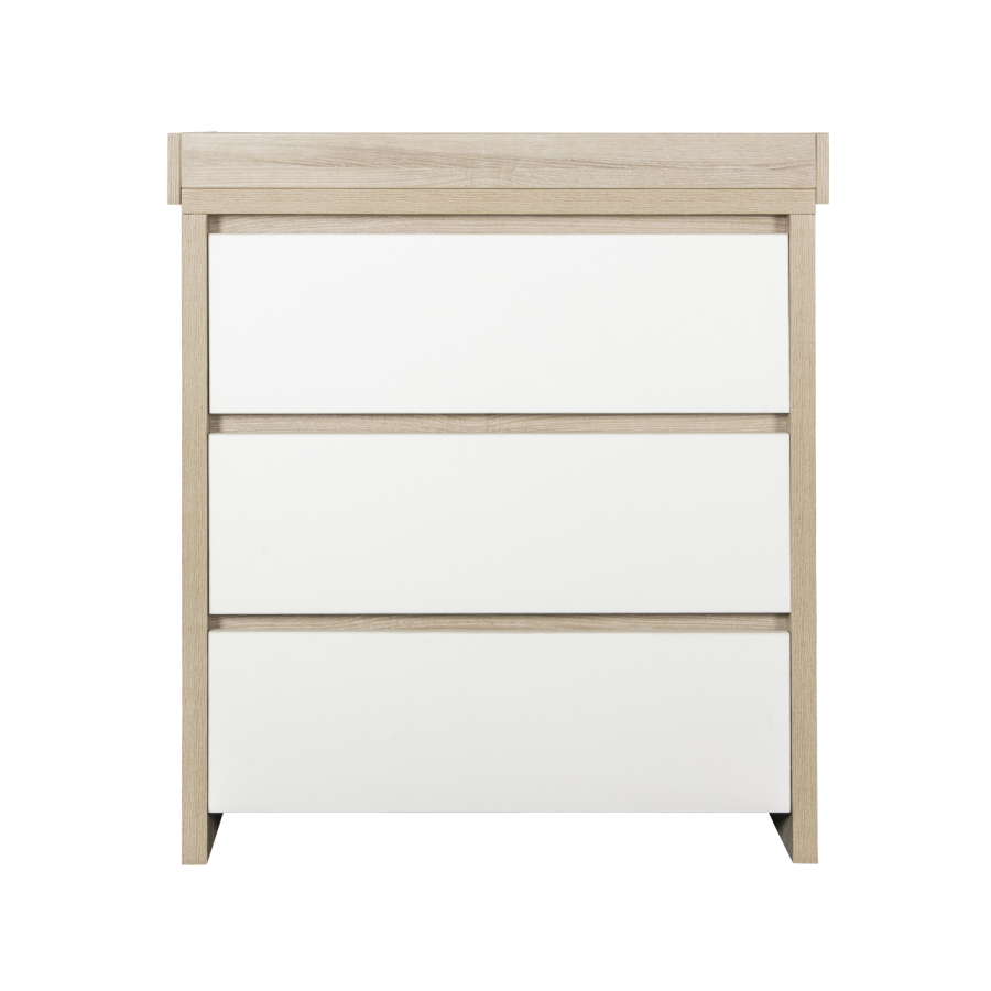 Tutti Bambini Modena White and Oak Changing Unit with 3 Drawers 