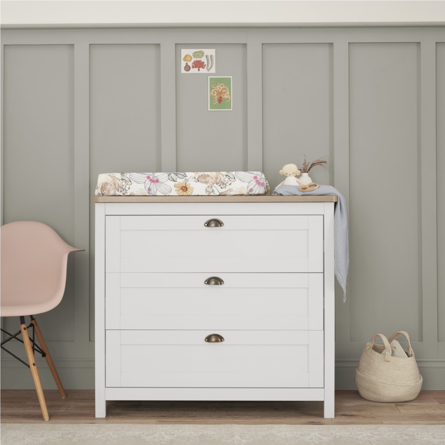 Photo of Changing table with drawers in white and oak - verona - tutti bambini