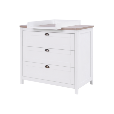 Changing Table with Drawers in White and Oak - Verona - Tutti Bambini