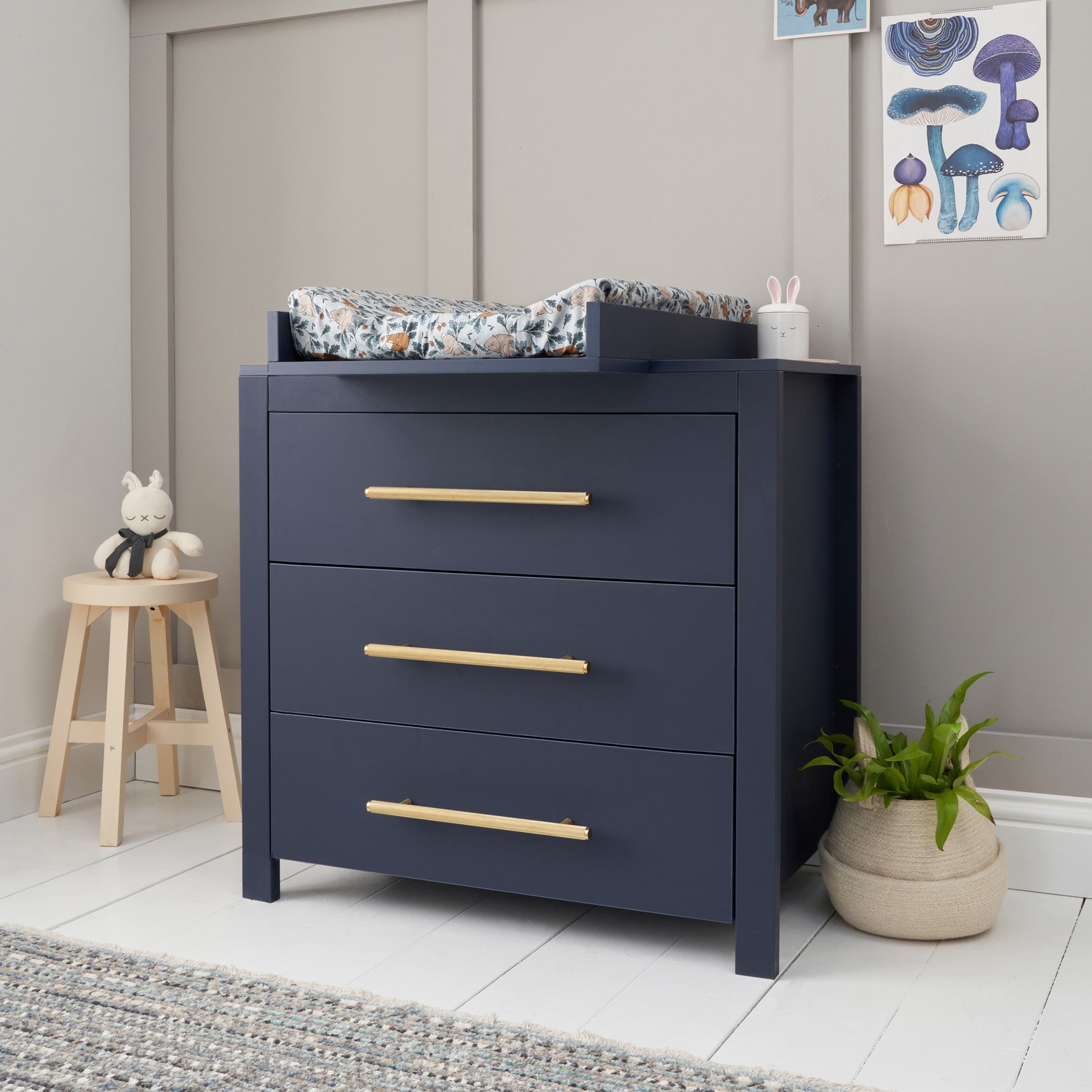 Photo of Changing table with drawers in navy blue - tivoli - tutti bambini