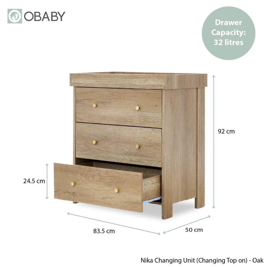 Nika Oak Three Piece Room Set - Obaby