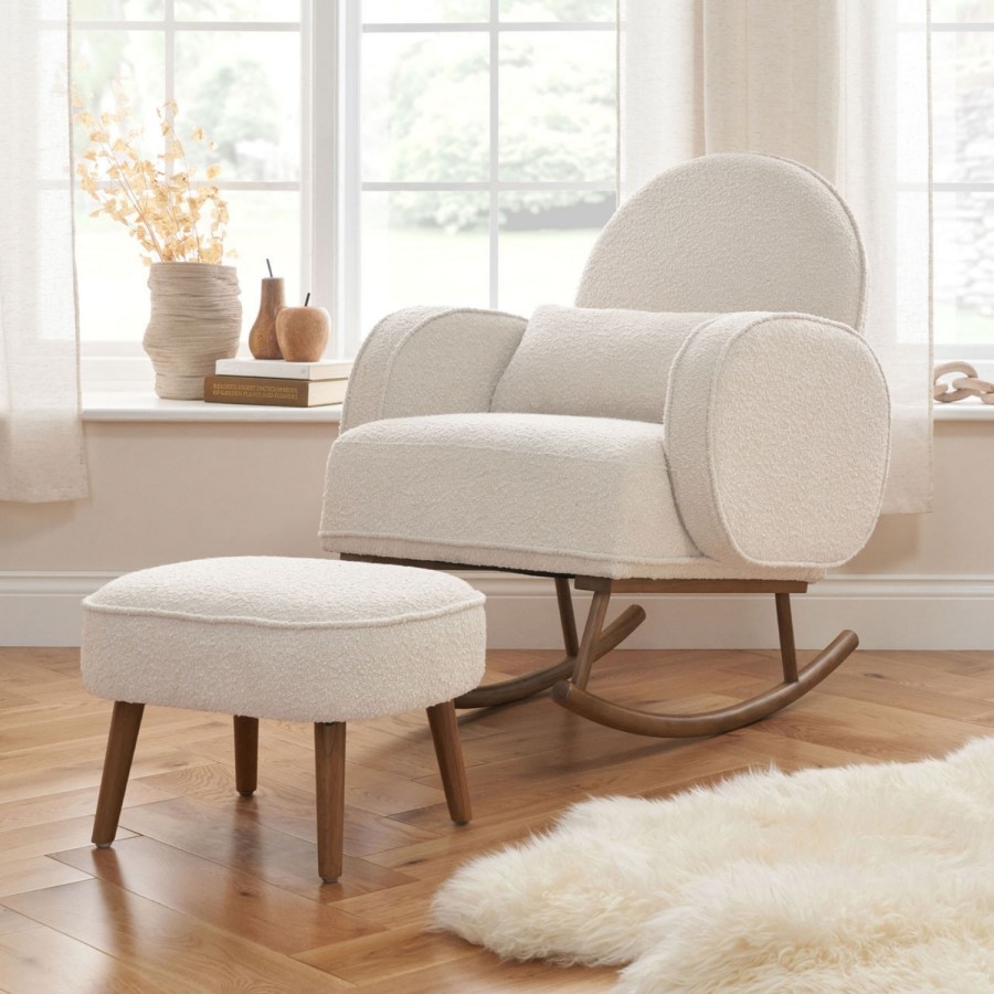 Micah Rocking Chair in Beige & Footstool - Tutti Bambini