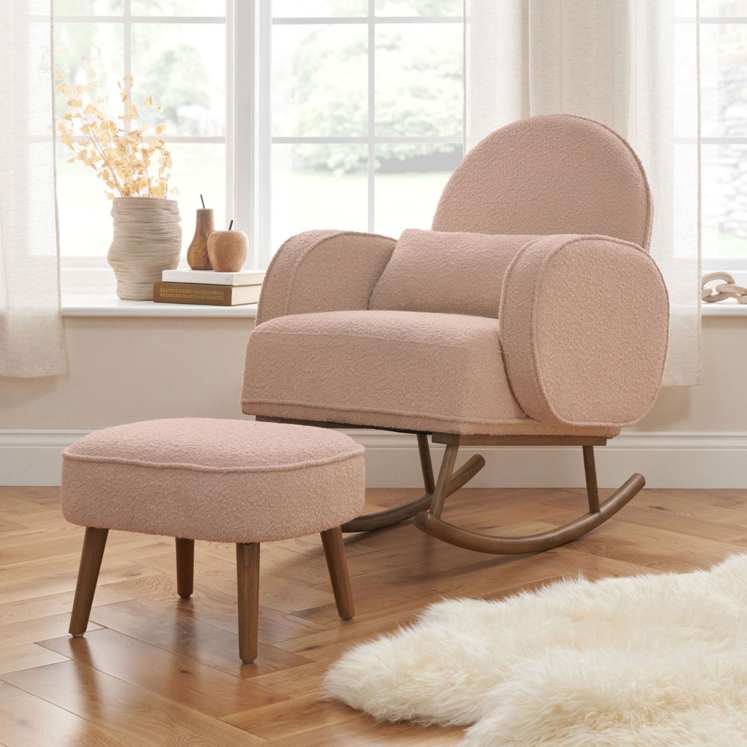 Micah Rocking Chair & Footstool in Pink - Tutti Bambini - Furniture123