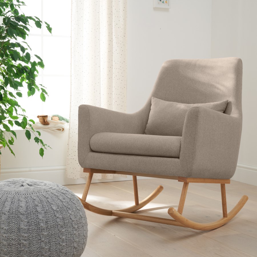 Beige Rocking Nursery Chair with Pouffe - Oscar - Tutti Bambini