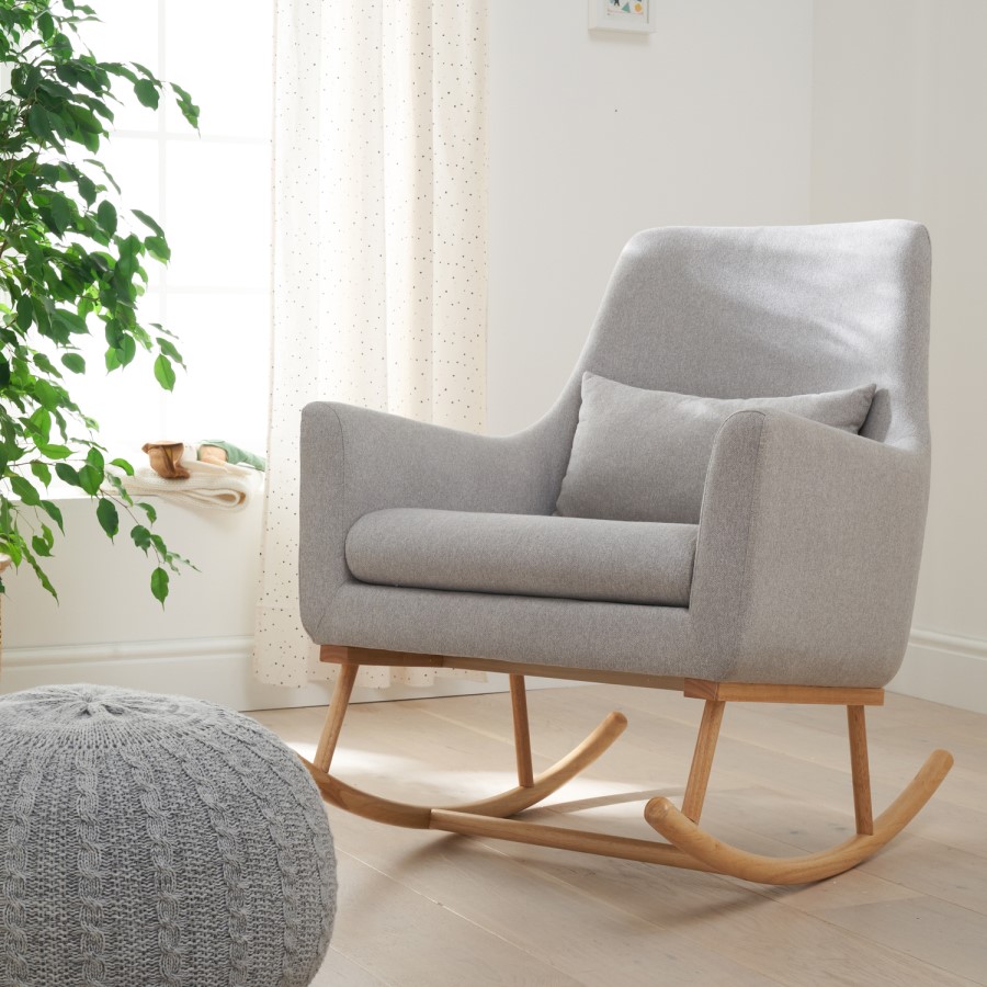 Grey Rocking Nursery Chair with Pouffe - Oscar - Tutti Bambini