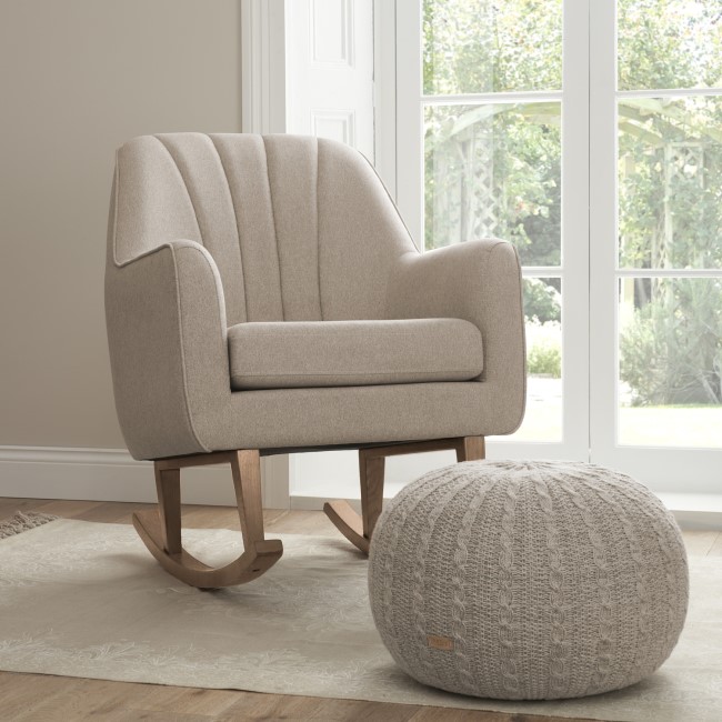 Beige Rocking Nursery Chair with Pouffe - Noah - Tutti Bambini