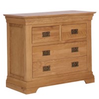 GRADE A3 - Loire Oak Farmhouse 2+2 Drawer Chest