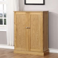 GRADE A3 - Windsor Solid Oak Shoe Cabinet - 15 Pairs