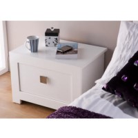 GRADE A3 - World Furniture Bari High Gloss White 1 Drawer Bedside Table