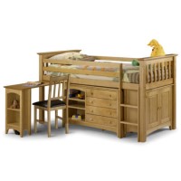 GRADE A2 - Light cosmetic damage - Julian Bowen Barcelona Solid Pine Midsleeper Bed with Right Hand Facing Ladder