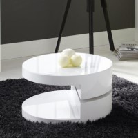 GRADE A1 -Tiffany High Gloss White Round Rotating Top Coffee Table