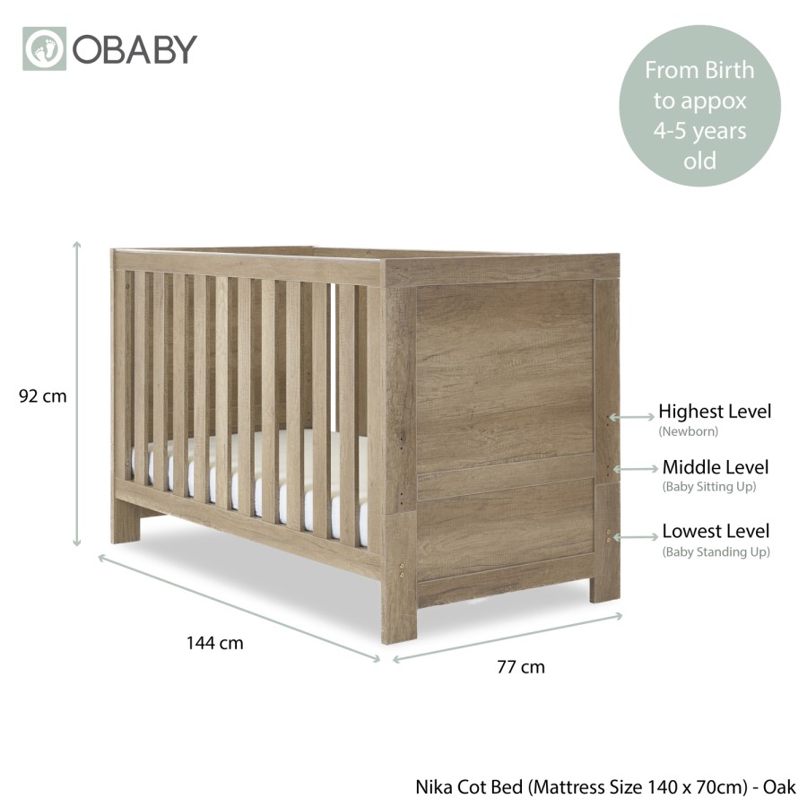 Nika Oak Three Piece Room Set - Obaby