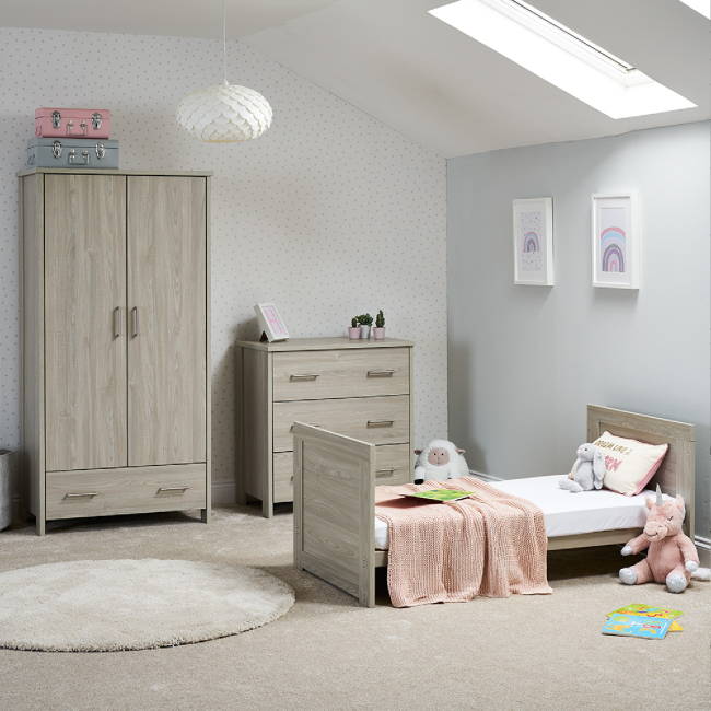 Nika Grey Wash 3-Piece Nursery Furniture Set - Obaby