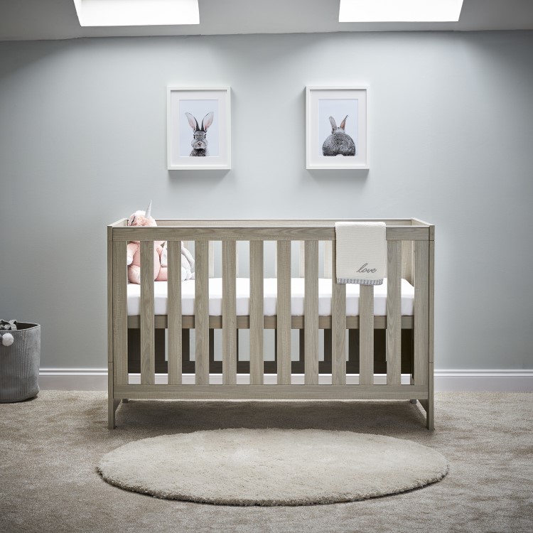 Nika Grey Convertible Cot Bed & Under Drawer - Obaby