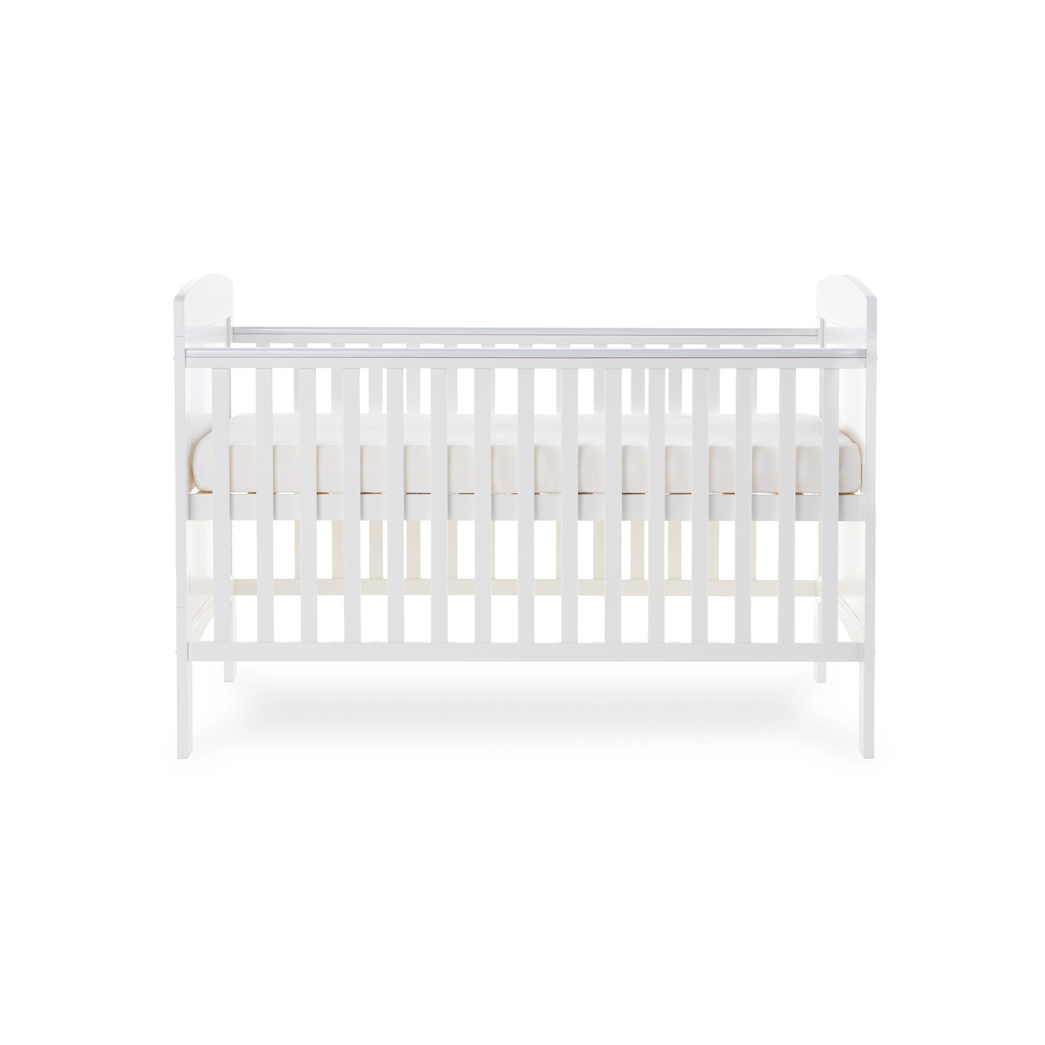 Grace White Convertible Cot Bed with Teething Rail Obaby Furniture123