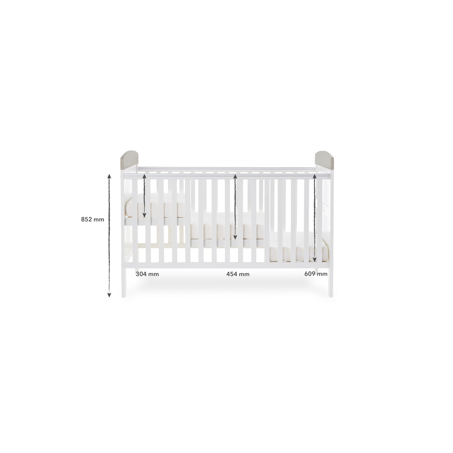 Grace White Wooden Cot Bed with Teething Rail Obaby Furniture123