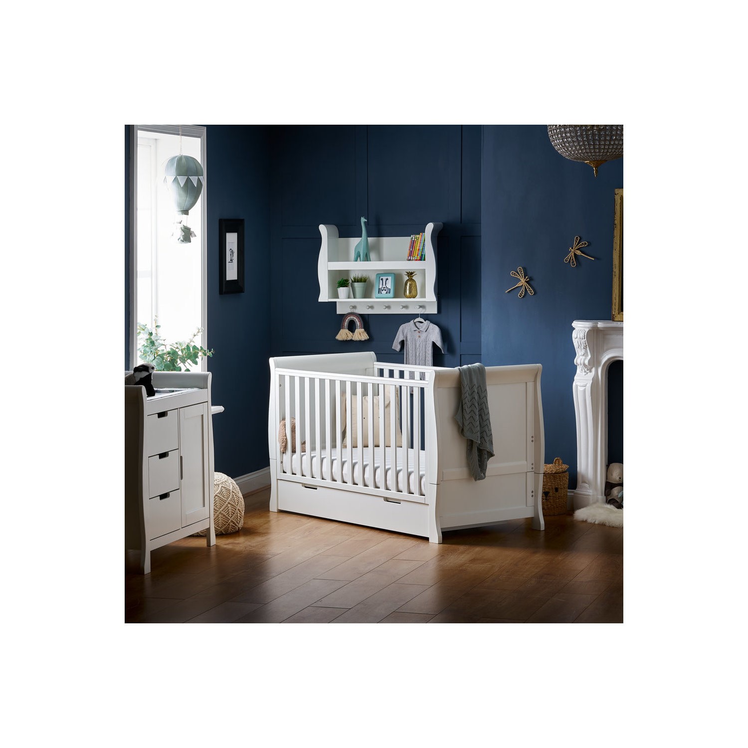 Photo of Stamford white sleigh 2-piece nursery furniture set - stamford obaby
