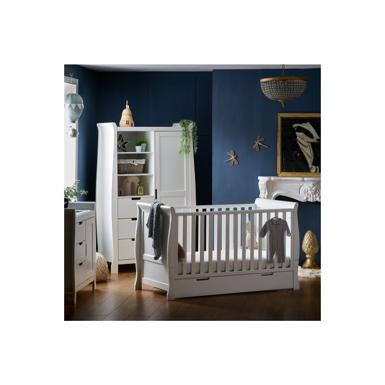 Stamford White Sleigh 3-Piece Nursery Furniture Set- Obaby