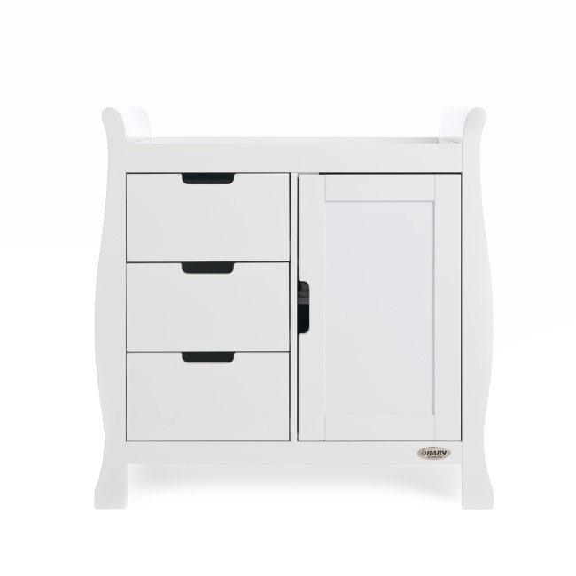 Stamford White Sleigh 3-Piece Nursery Furniture Set- Obaby