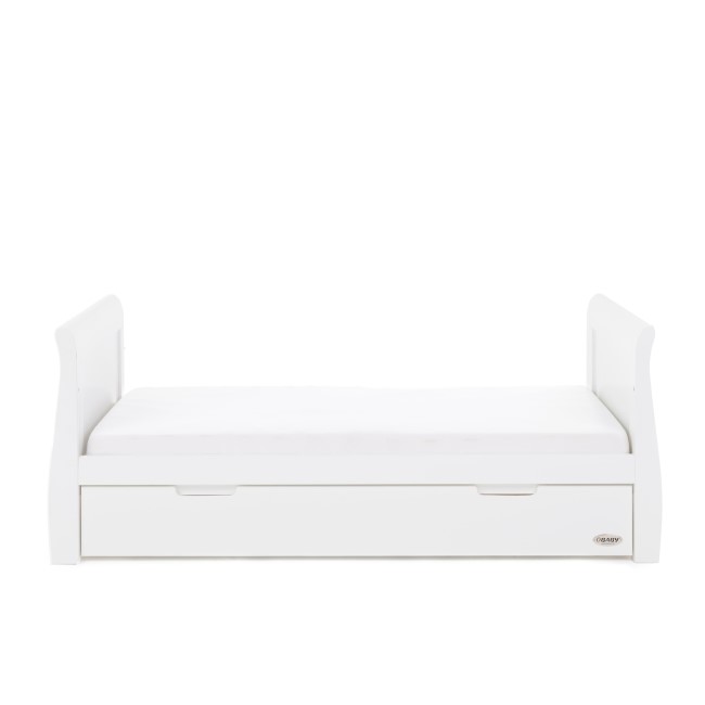 Stamford White Sleigh Cot Bed with Drawer - Obaby