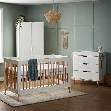Photo of White 3 piece nursery furniture set - maya - obaby